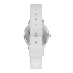 Ladies' Watch, Silver Round Case, White Bezel, White