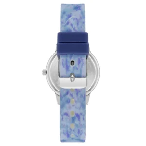 Blue Silicone Strap Round White Dial Casual Womens Watch